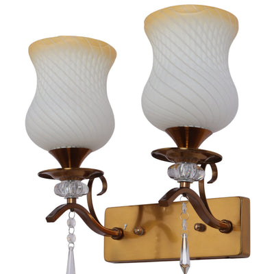 JS-VP S-567-2W Modern Wall Lights 2xE27 Mild Steel & Glass Material Antique Gold & White, Yellow Finish