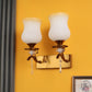 JS-VP S-567-2W Modern Wall Lights 2xE27 Mild Steel & Glass Material Antique Gold & White, Yellow Finish