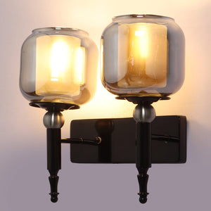 JS-VP S-568-2W Modern Wall Lights 2xE27 Mild Steel & Glass Material Glossy black & Smoky Finish