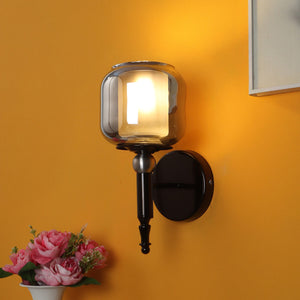 JS-VP S-568-1W Modern Wall Lights 1xE27 Mild Steel & Glass Material Glossy black & Smoky Finish
