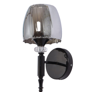 JS-VP S-569-1W-BK-Crome Modern Wall Lights 1xE27 Mild Steel & Glass Material Glossy black & Smoky Finish