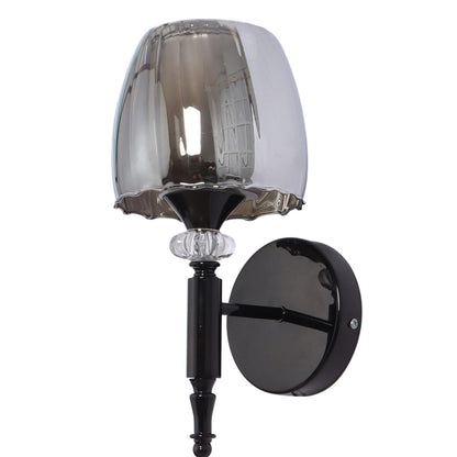JS-VP S-569-1W-BK-Crome Modern Wall Lights 1xE27 Mild Steel & Glass Material Glossy black & Smoky Finish