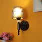JS-VP S-569-1W-BK-Crome Modern Wall Lights 1xE27 Mild Steel & Glass Material Glossy black & Smoky Finish