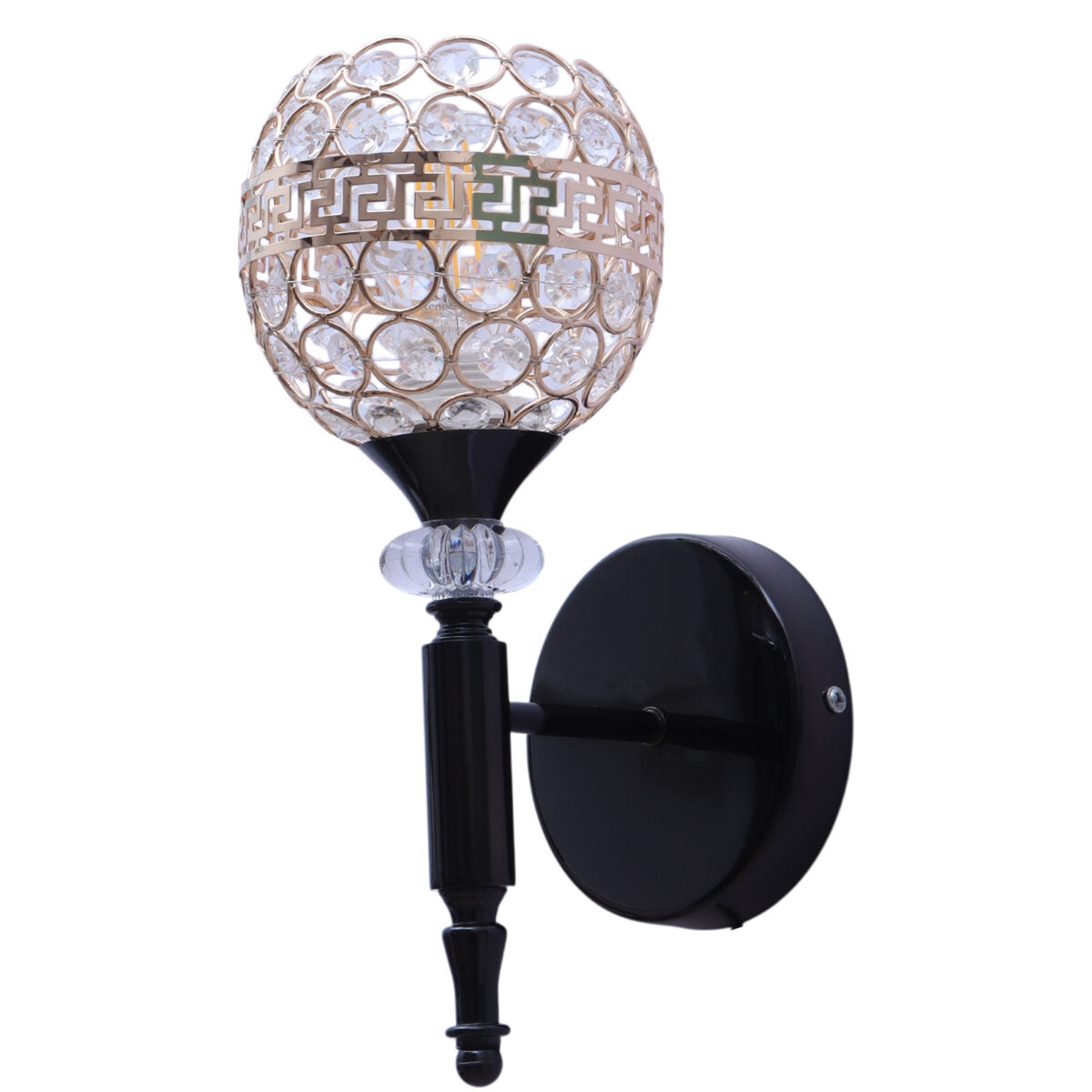 Glossy Black & Crystal Wall Lights