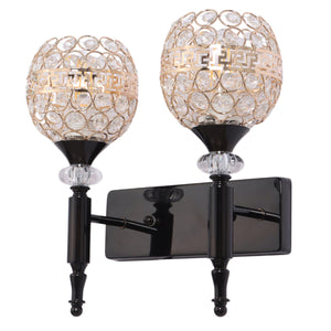 JS-VP S-570-2W Modern Wall Lights 2xE27 Mild Steel & Glass Material Glossy black & clear crystals Finish