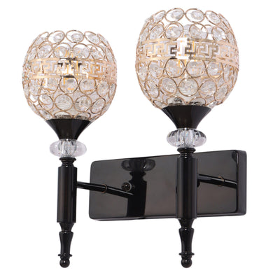 JS-VP S-570-2W Modern Wall Lights 2xE27 Mild Steel & Glass Material Glossy black & clear crystals Finish