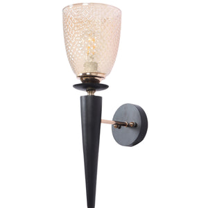 JS-VP S-571-1W Mashal Wall Lights 1xE27 Mild Steel & Glass Material Brown & Champaign Finish