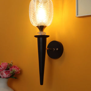 JS-VP S-559-1W Mashal Wall Lights 1xE27 Mild Steel & Glass Material Brown & Clear Finish