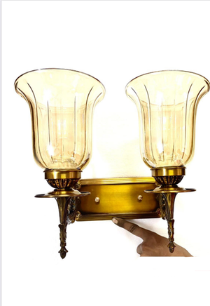 JS-VP S-442-2W Modern Wall Lights 2xE27 Mild Steel & Glass Material Antique Gold & Champaign Finish