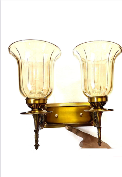 JS-VP S-442-2W Modern Wall Lights 2xE27 Mild Steel & Glass Material Antique Gold & Champaign Finish