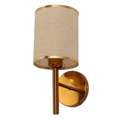 JS-VP S-451-1W Cloth Shade Wall Lights 1xE27 Mild Steel & Glass Material Antique Gold & White Finish