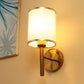 JS-VP S-451-1W Cloth Shade Wall Lights 1xE27 Mild Steel & Glass Material Antique Gold & White Finish