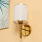 JS-VP S-451-1W Cloth Shade Wall Lights 1xE27 Mild Steel & Glass Material Antique Gold & White Finish