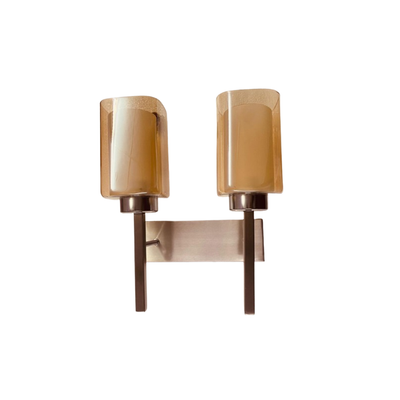 JS-VP S-508-2W Modern Wall Lights 2xE27 Mild Steel & Glass Material Brown, Silver & Champaign Finish