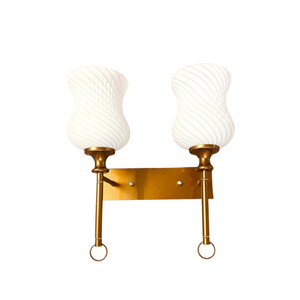 JS-VP S-530-2W Modern Wall Lights 2xE27 Mild Steel & Glass Material Antique Gold & White Finish