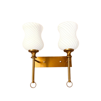 JS-VP S-530-2W Modern Wall Lights 2xE27 Mild Steel & Glass Material Antique Gold & White Finish