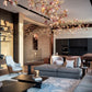 Amber Blush Glass Vine Chandelier – A Sculptural Statement for Grand Living Spaces