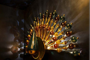 Amber & Emerald Plume Wall Chandelier – A Jewel-Toned Statement for Grand Lobbies
