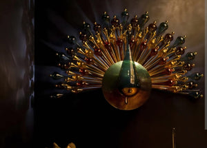 Amber & Emerald Plume Wall Chandelier – A Jewel-Toned Statement for Grand Lobbies
