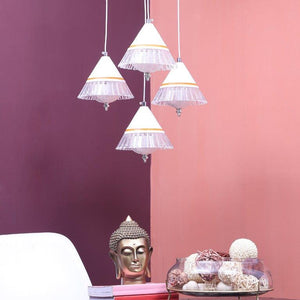 ELIANTE Black Iron Base White Acrylic Shade Hanging Light - A-33-4Lp-Ww - Inbuilt LED