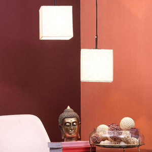 ELIANTE Black Iron Base Fabric Shade Hanging Light - A-4445-2Lp - Bulb Included