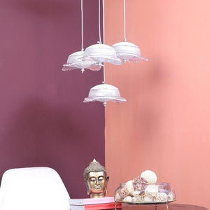 ELIANTE Black Iron Base White Acrylic Shade Hanging Light - A-5121-4Lp-Led - Inbuilt LED