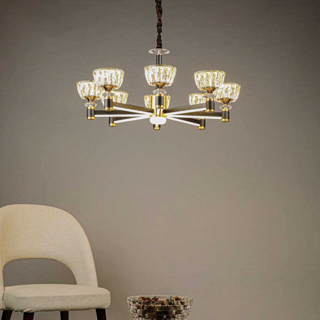 Modern Chandelier Luxury Look Black Metal Chandelier - A01/8