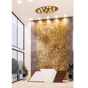 Luxury Oval Crystal Cascade Chandelier with Gold Finish for Double Height Living & Lobby Spaces
