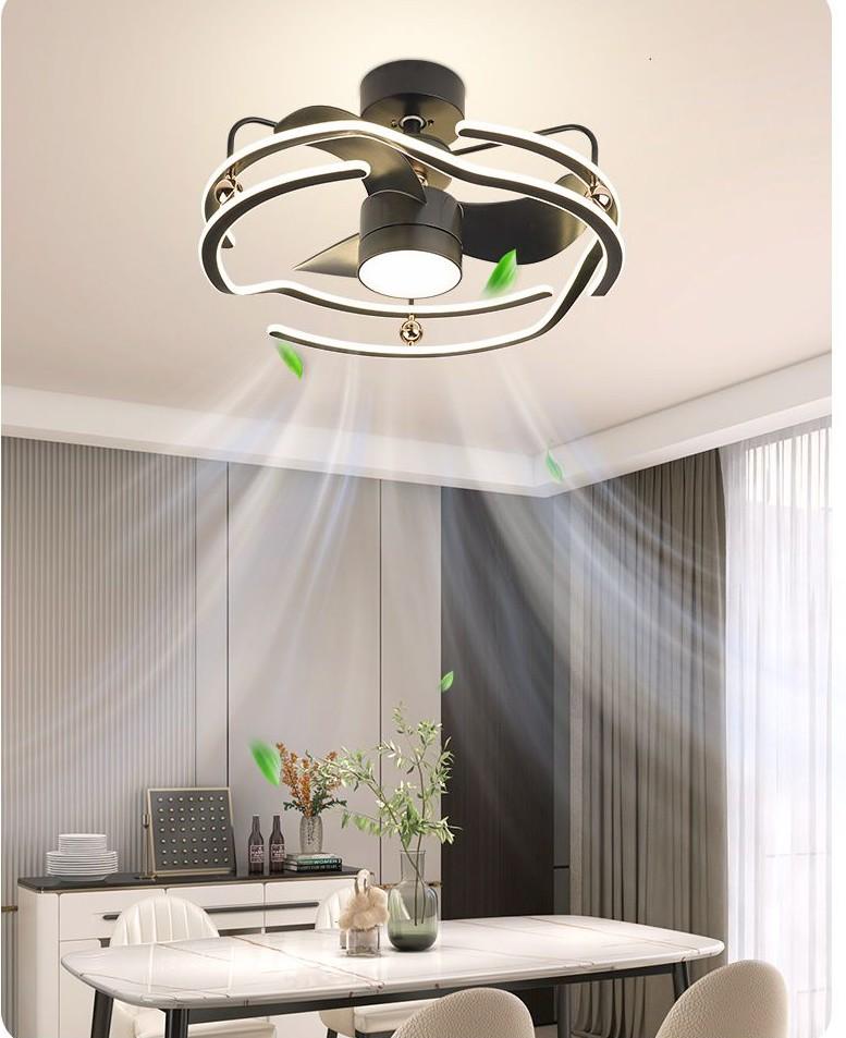 JS-FO - FI-7650-BK High Speed Modern Chandelier Fans Black Finish Acrylic Blades Size 1070mm