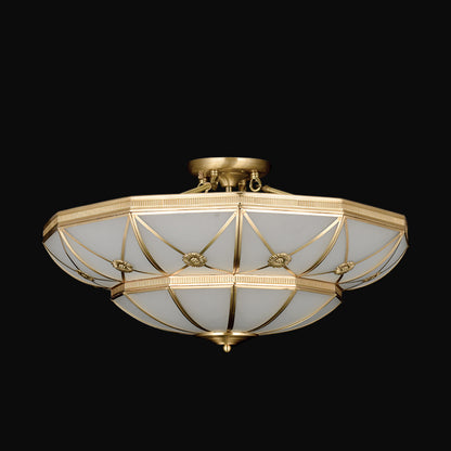 JSPHILO-6-418-8xE27 - Brass & Frosted Metal Classic Chandelier