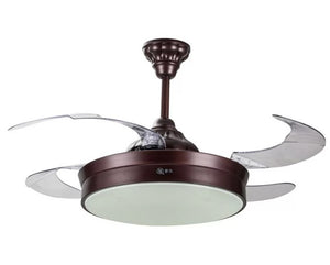 JS-LXR Modern BLDC 42” Ceiling Chandelier Fans AA0013-Matt Coffee Brown Body & Clear Transparent Blades