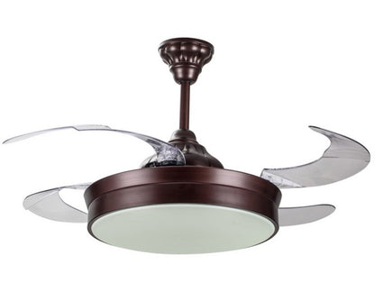 JS-LXR Modern BLDC 42” Ceiling Chandelier Fans AA0013-Matt Coffee Brown Body & Clear Transparent Blades