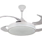 JS-LXR Modern BLDC 42” Ceiling Chandelier Fans AA0014-Full White Body & Clear Transparent Blades