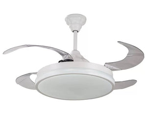 JS-LXR Modern BLDC 42” Ceiling Chandelier Fans AA0014-Full White Body & Clear Transparent Blades