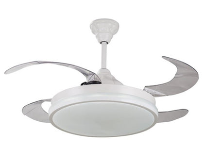 JS-LXR Modern BLDC 42” Ceiling Chandelier Fans AA0014-Full White Body & Clear Transparent Blades