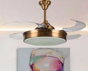 JS-LXR Modern BLDC 42” Ceiling Chandelier Fans AA0015-Bronze Body & Clear Transparent Blades