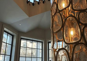 Pebble Glass Mosaic Column Chandelier – A Dramatic Statement for Multi-Storey Stairwells