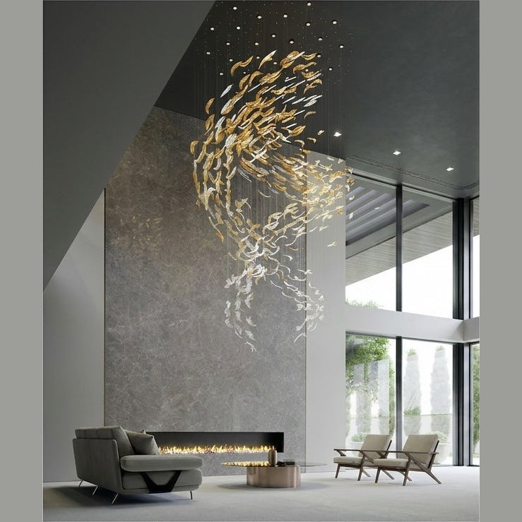 AIRY Hand-Blown Glass Feather Suspension Collection – full view