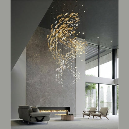 AIRY Hand-Blown Glass Feather Suspension Collection – full view