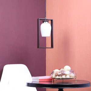 ELIANTE Brown Wood Base White Glass Shade Hanging Light - Aj-1241-1Lp - Bulb Included