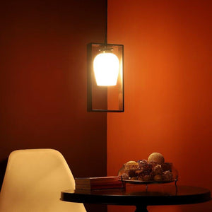 ELIANTE Brown Wood Base White Glass Shade Hanging Light - Aj-1241-1Lp - Bulb Included