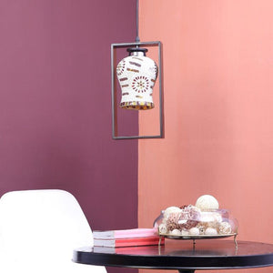 ELIANTE Brown Wood Base Multicolour Glass Shade Hanging Light - Aj-1245-1Lp-Multi - Bulb Included