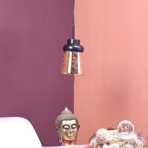 ELIANTE Black Iron Base Gold Glass Shade Hanging Light - Aj-4125-1Lp - Bulb Included