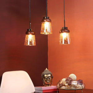 ELIANTE Black Iron Base Gold Glass Shade Hanging Light - Aj-4126-3Lp - Bulb Included