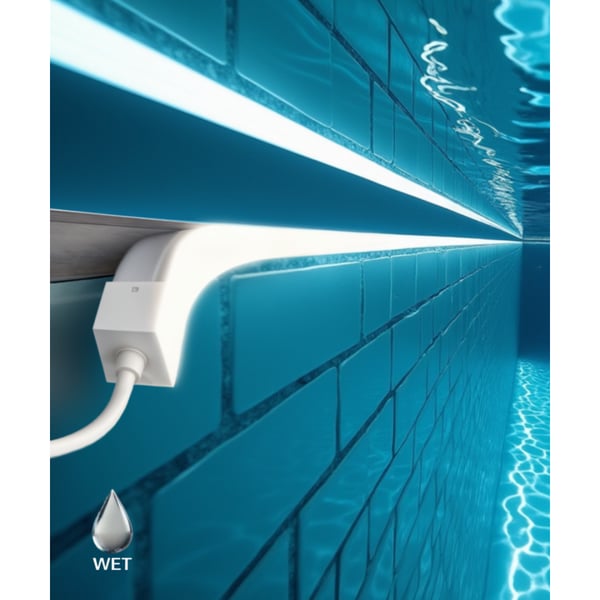 24V Silicone LED Strip Light – IP68 | 6x12mm Side View | 8W/m | 3000K Warm White | Ideal for Swimming Pools & Water Features | 50m Bundle