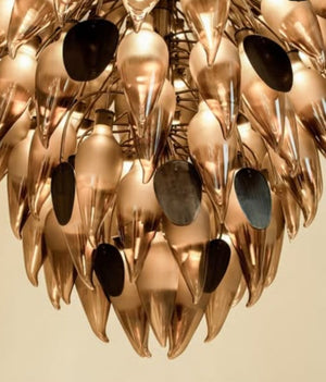 Amber Pinecone Glass Chandelier – A Golden Statement for Double-Height Spaces