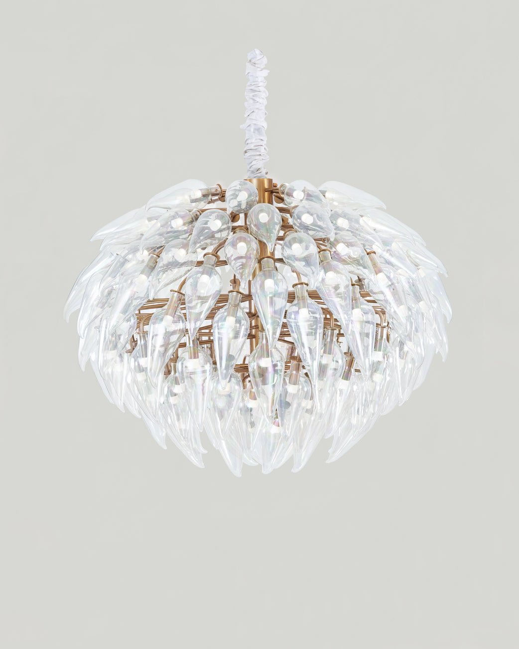 Amber Quill Glass Bloom Chandelier - close-up of individually hand-blown glass quill elements