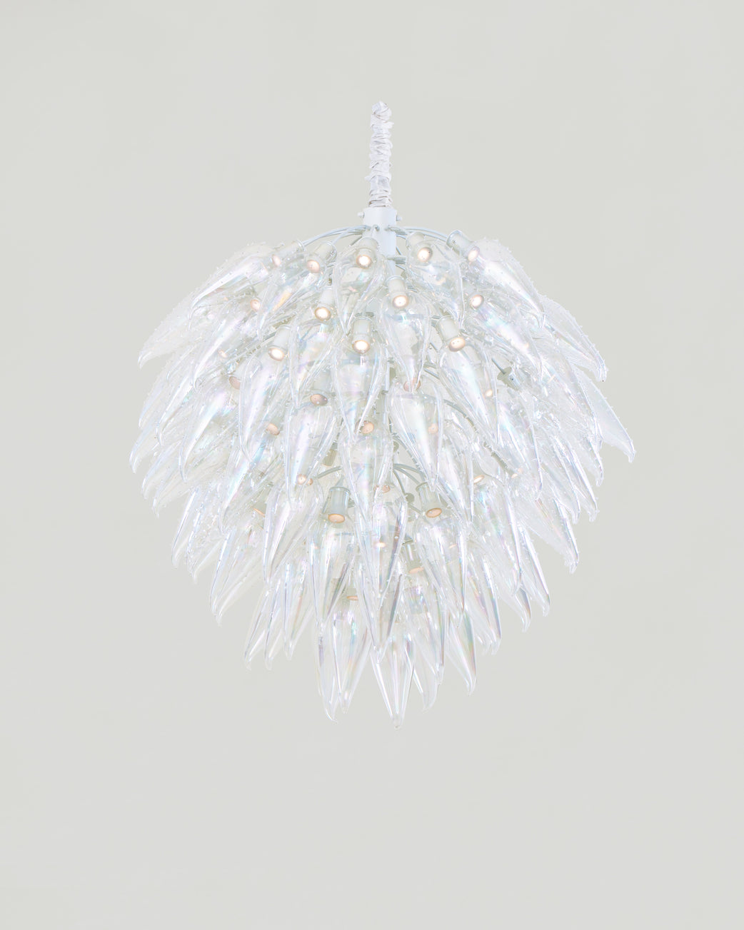 Amber Quill Glass Bloom Chandelier - hand-blown glass sphere pendant, studio view