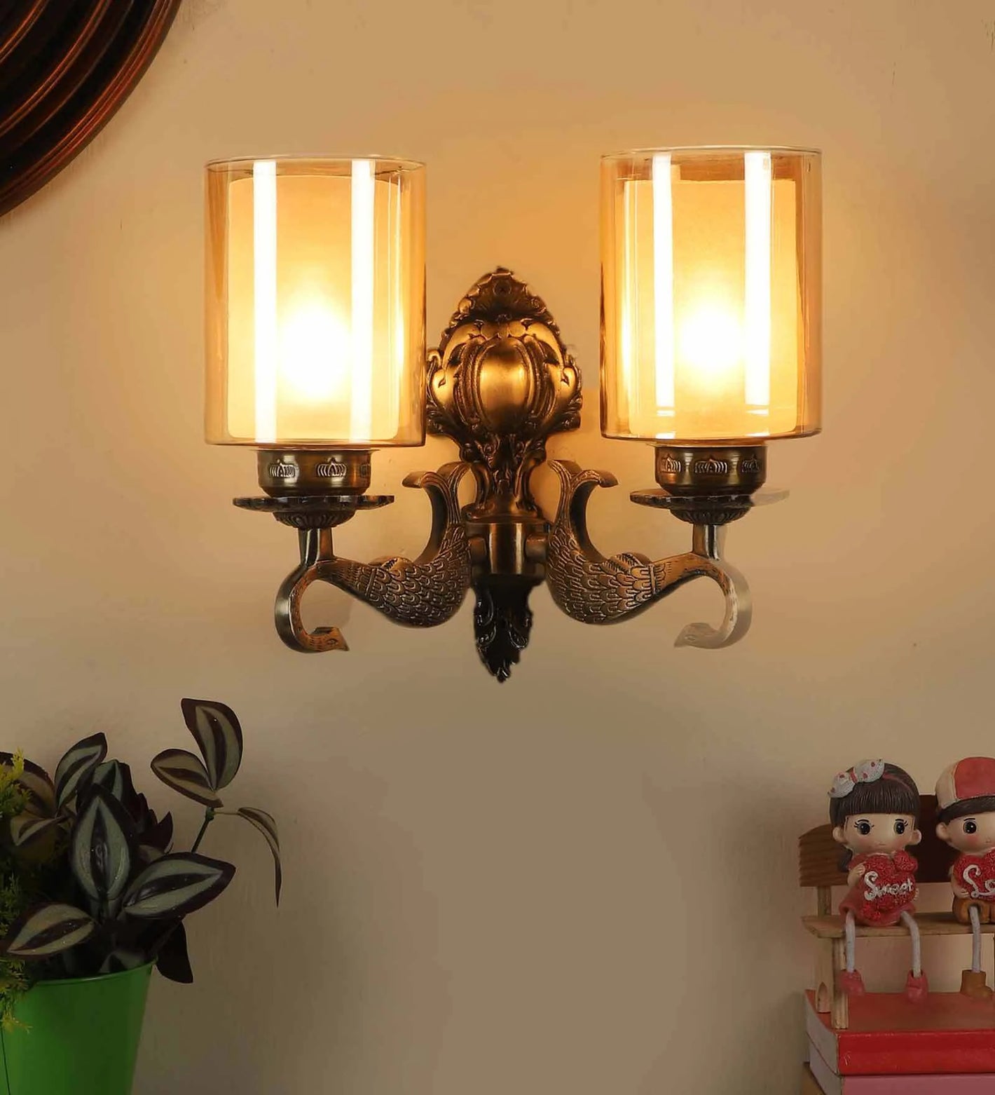 Paxton Aluminium Wall Mounted Uplight Sconce (Antique Brass) | JS-1213-2W | Included Bulb | Eliante by Jainsons Lights
