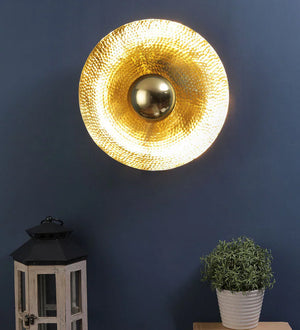 Wave Metal Flush Mount Wall Light (Antique Brass Finish) | L-56-BRASS-1W | Included Bulb | Eliante by Jainsons Lights